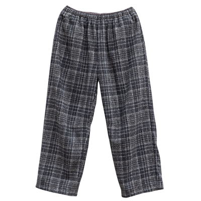 复古格纹羊毛混纺呢子裤女