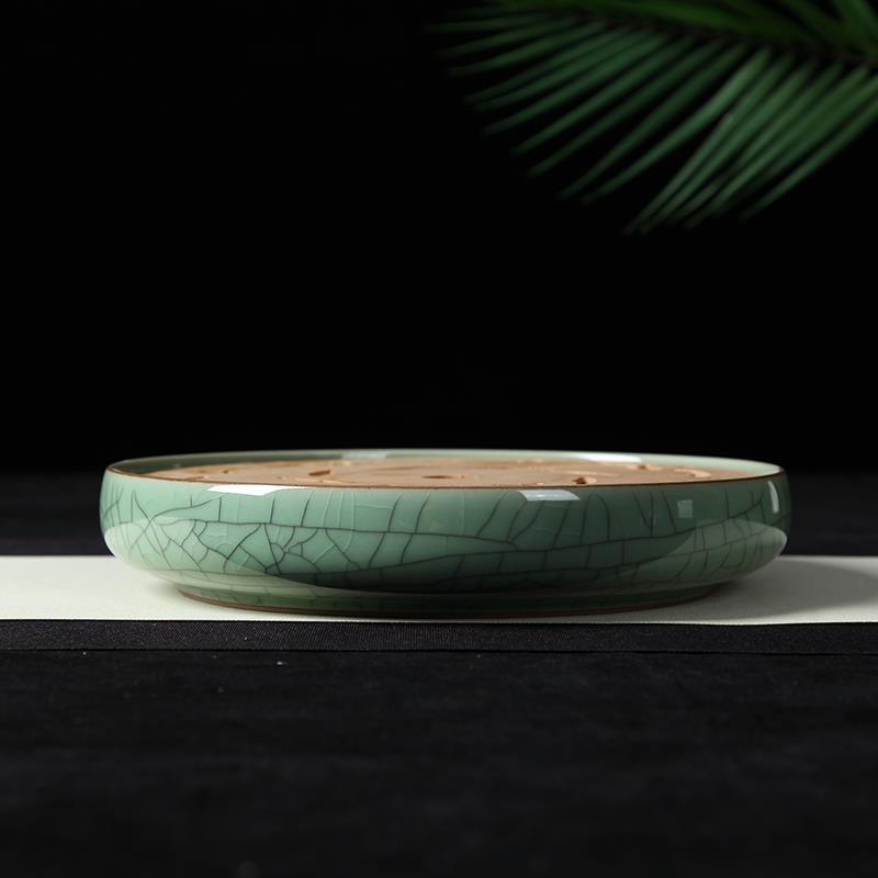 淘青瓷茶盘家用圆形大号功夫茶具陶瓷客厅现代简约储蓄水干泡台i.