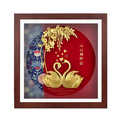 足金金箔天鹅结婚送新人礼物新娘姐姐闺蜜新婚纪念日高档实用摆件