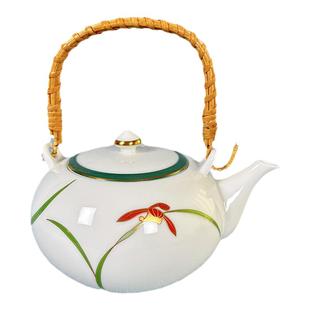 香兰社兰花绿边茶壶茶杯陶瓷杯子家用一壶五杯茶具酒具酒壶酒杯