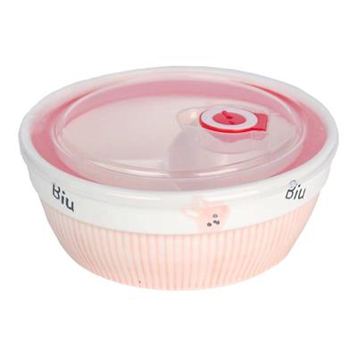 陶瓷三格饭盒可微波炉加热饭盒儿童上班族便当学生减脂餐盒釉下彩