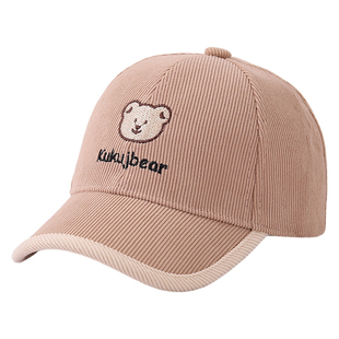 儿童棒球帽子秋冬灯芯绒宝宝鸭舌帽2-3-4-5岁小孩帽卡通男童女童