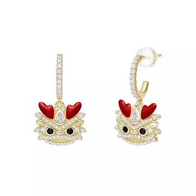 何方个性国风高级耳环女萌趣小龙