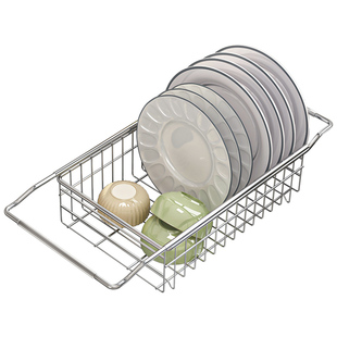 水槽沥水篮不锈钢伸缩洗碗盘碟置物架多功能洗菜盆厨房水池沥水架