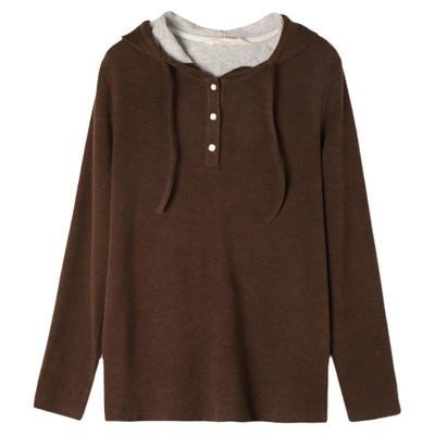 快乐屋蚕丝羊毛孕妇上衣秋冬2025新款时尚连帽卫衣女针织衫外穿秋