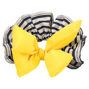 柠檬黄蝴蝶结褶皱大肠发圈女2025新款可爱条纹扎马尾发绳皮筋头饰