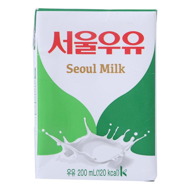 韩国原装进口首尔寿尔牛奶200ml*24盒装整箱全脂纯牛奶【4月产】