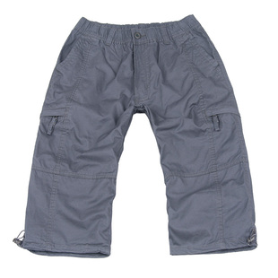 夏季七分裤男宽松薄大码中裤多口袋运动7分迷彩休闲工装裤男短裤