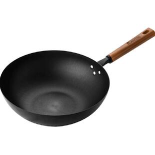 国风精铁不粘炒锅家用炒菜铁锅无涂层圆平底锅炒锅电磁炉燃气灶