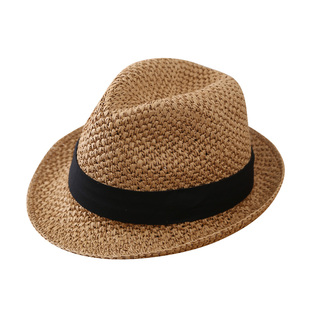 休闲手工软礼帽春夏季男女度假爵士帽海边出游沙滩帽可折叠草帽子