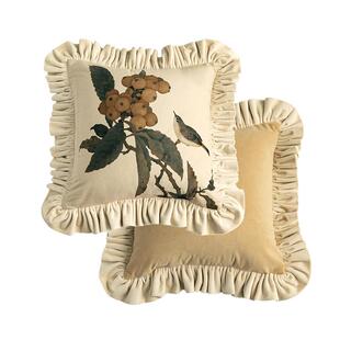 蜡笔派「国画花鸟系列」定制抱枕法式复古客厅沙发睡觉床头靠垫O