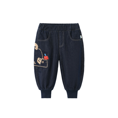 齐齐熊宝宝防褪色加绒牛仔裤