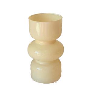 法式中古玻璃花瓶ins奶玉色客厅水培插花器装饰摆件高级感奶油风