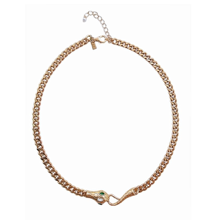 英国小众设计感复古轻奢灵蛇珍珠项链i链条蛇形质感锁骨链choker