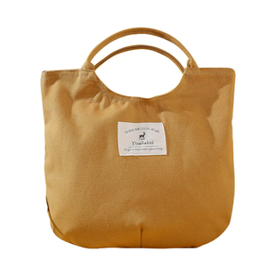 简约日系时尚妈咪女上班外出便当饭盒零食手提小号拎袋子帆布包包