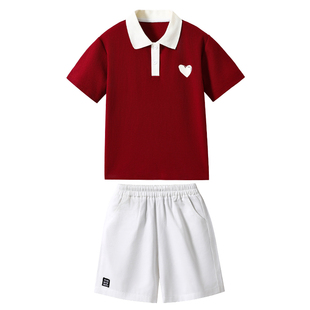 英伦学院风小学生校服套装夏季新款爱心小熊幼儿园演出服儿童班服