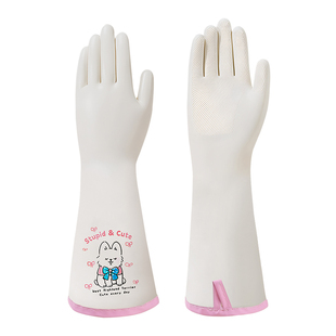 爱不释手厨房洗菜洗碗专用丁晴家务手套加绒加厚防水防油自带挂绳