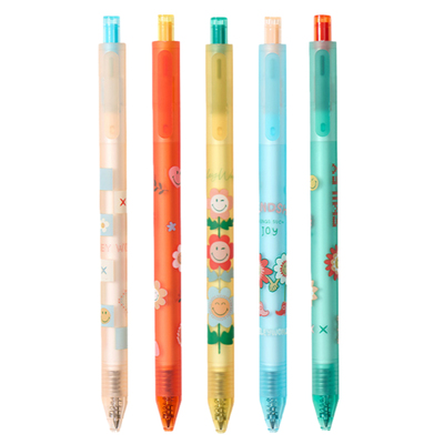 kaco书源SMILEYWORLD联名中性笔微笑限定款按动水笔学生用考试刷题笔0.5mm速干黑色可爱笑脸按压式签字笔