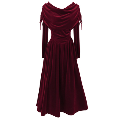 设计感优雅宫廷风丝绒连衣裙秋冬