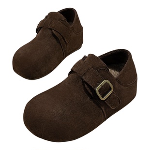 灰色内增高勃肯鞋女款2026新款春季小个子厚底棉鞋休闲鞋