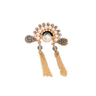 中国风流苏珍珠刀马旦脸谱胸针高档女设计感气质别针小众国潮配饰