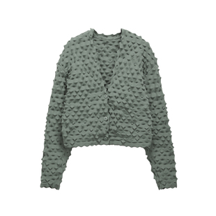 JNBY/江南布衣春秋季立体造型针织衫女短款宽松休闲长袖开衫毛衣