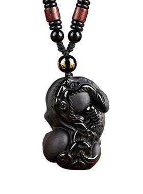 【已祝福】普陀山黑曜石貔貅吊坠