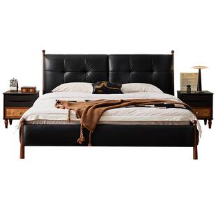 全友家居法式复古风1.5m单人床2026新款主卧1米8双人软包真皮大床