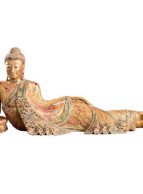 泰国实木雕卧佛艺术摆件工艺品