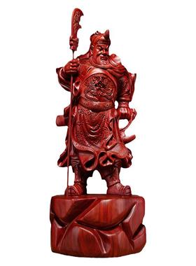 红花梨关二爷神像雕刻供奉工艺品