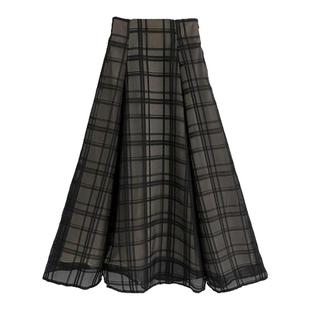 日本直邮日潮 GRL 格纹透视喇叭裙 TU1082长款半身裙伞裙休闲裙子