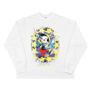 ComicTree C.t 2025秋季新款做旧匹诺曹圆领长袖T恤男士上衣纯棉