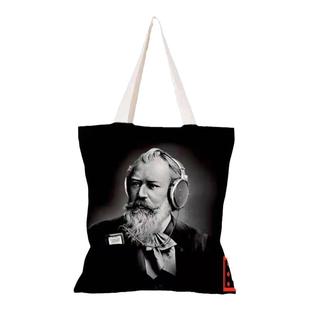 乐谱背包 音乐家 勃拉姆斯 德国骑熊士手提袋 书包帆布带拉链内兜