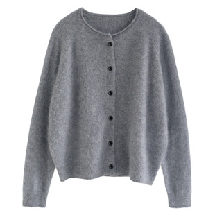 徐大脸吖定制 韩系拉绒毛衣秋冬100羊毛软糯松弛感针织开衫外套女