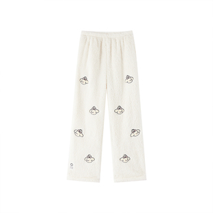 BE珊瑚绒裤子秋冬睡裤女长裤冬季卡通居家裤加绒春秋居家裤保暖裤