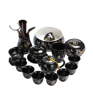 钧窑渐变陶瓷茶具套装家用茶艺整套拉丝兔毫天目窑变建盏盖碗茶壶