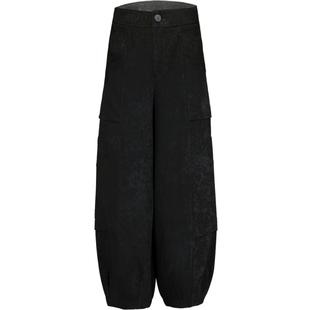 2025秋冬新款高腰黑色肥腿裤冰花阔腿灯笼裤垂感免烫妈妈花苞女裤