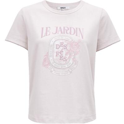 ONLY设计感玫瑰印花正肩短袖T恤