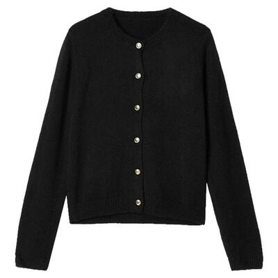 含绵羊毛微弹开衫毛衣