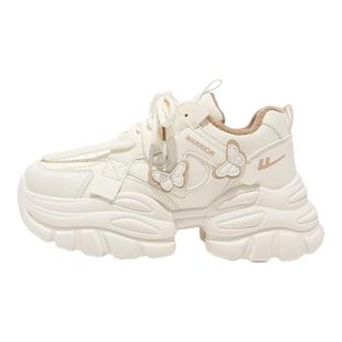 回力厚底增高老爹鞋女款2025冬巨好看新款加绒皮面运动鞋百搭女鞋