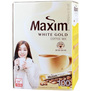 韩国原装进口 麦馨咖啡MAXIM 白金牛奶三合一速溶咖啡100条礼盒装