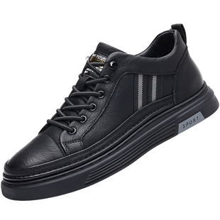 男鞋真皮2025秋季新款软底透气内增高休闲皮鞋男潮百搭运动鞋板鞋