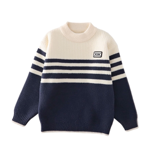 男童毛衣春秋款2025新款中大儿童冬季针织衫加绒加厚冬装毛线上衣