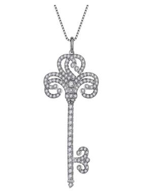 银镀玫瑰金烟花钥匙项链