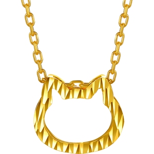 周六福黄金项链女5G足金御猫造型计价吊坠无极金正品节日礼物
