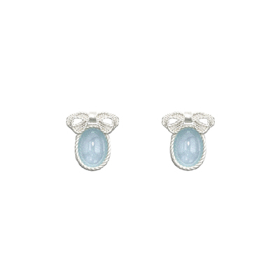 TOGGLER蝴蝶结925银烧白宝石耳钉