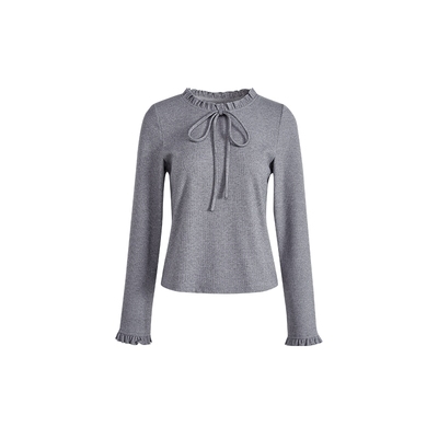 miu系蝴蝶结上衣长袖T恤阔色