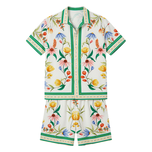 Leopard print shirt beach shorts set男士豹纹衬衫沙滩短裤套装