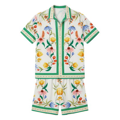 男士豹纹衬衫沙滩短裤套装