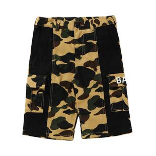 BAPE童装春夏字母印花迷彩拼接贴袋工装短裤353607G